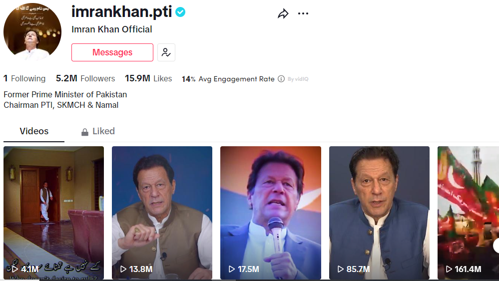 Imran Khan Tiktok account